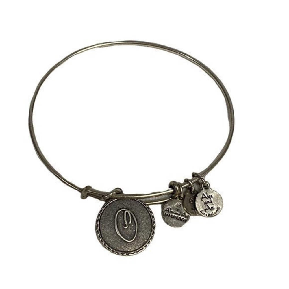 Alex and Ani O Initial Silver Tone Charm Bracelet